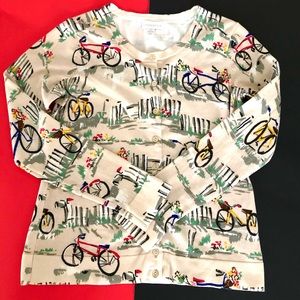 Charter Club cream bicycle pattern cardigan sweater